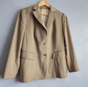 KITON TAILORED LIGHT WOOL KHAKI BLAZER, ITALY, SIZE 45,